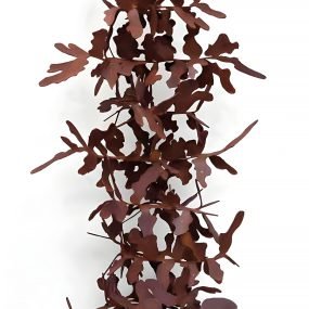 Totem folhagem - 205 x 80 x 80 cm - oxidado, aço corten desenhado a fogo