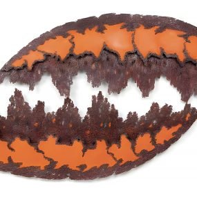 Relevo polos - 260 x 133 cm - oxidado, aço corten desenhado a fogo