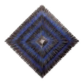 Relevo expansão quadrado azul -  100 x 100 x 12 cm - Aço cortem