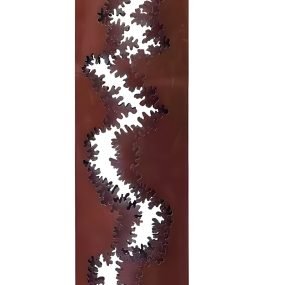 Corrosão em renda - 222 x 48 x 45 cm - oxidado, aço desenhado a fogo
